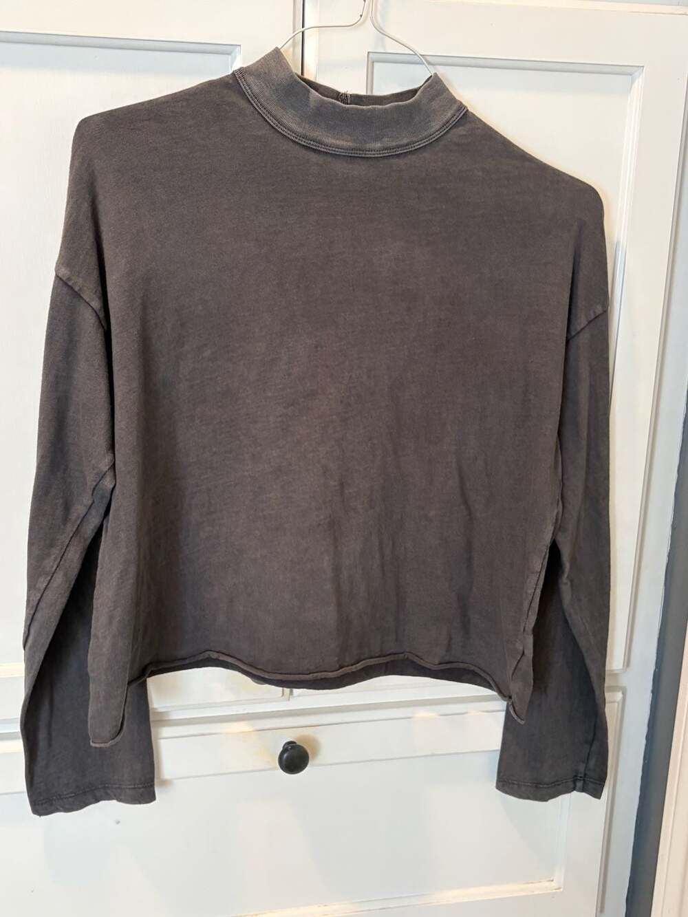 Aerie Washed Mock Neck Long Sleeve Cropped Top Size S